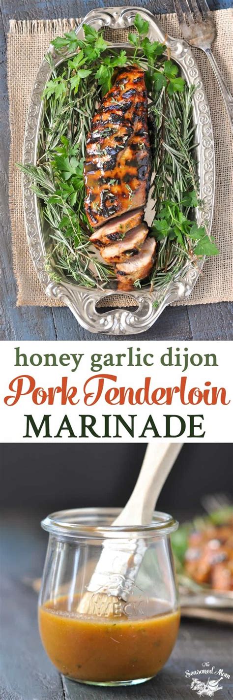 Allow the grilled pork tenderloin to rest on a platter for about 10 minutes covered loosely with a piece of aluminum foil before you slice into it. Honey Garlic Dijon Pork Tenderloin Marinade - The Seasoned Mom