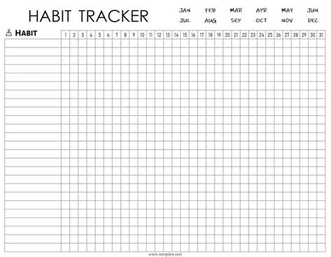 Printable Habit Tracker Template Blank 30 Days Challenge Guide