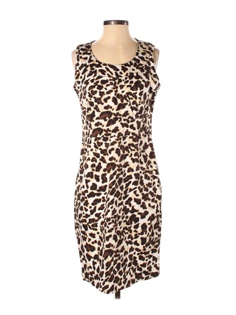 Jones New York Animal Print Brown Casual Dress Size S 20 Off