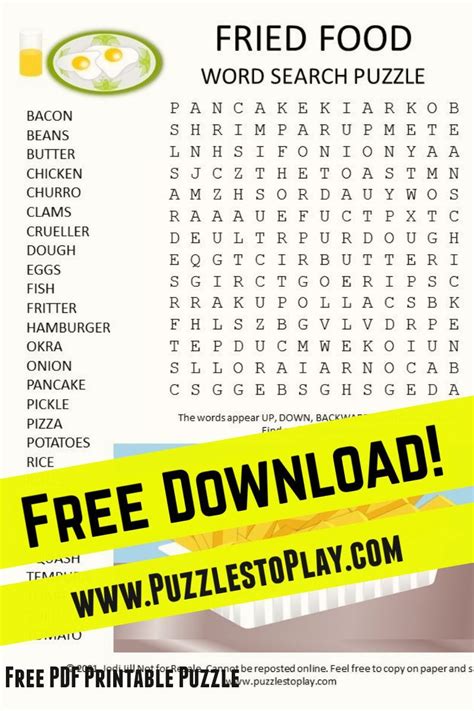Fried Foods Word Search Puzzle Word Search Puzzle Food Words