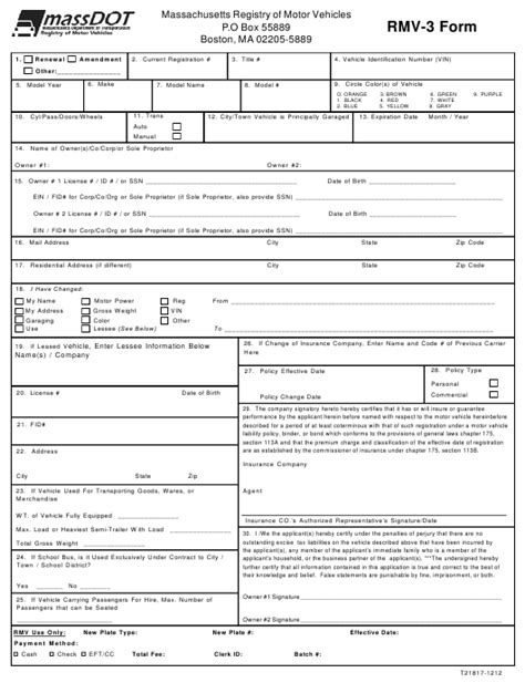 Rmv License Renewal Form Ma