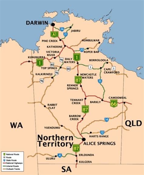 Northern Territory Of Australia Road Network Maps Australian Road