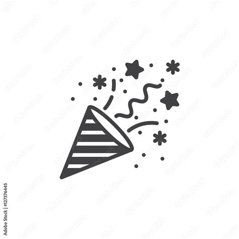 Confetti Popper Icon Vector Filled Flat Sign Solid Pictogram Isolated
