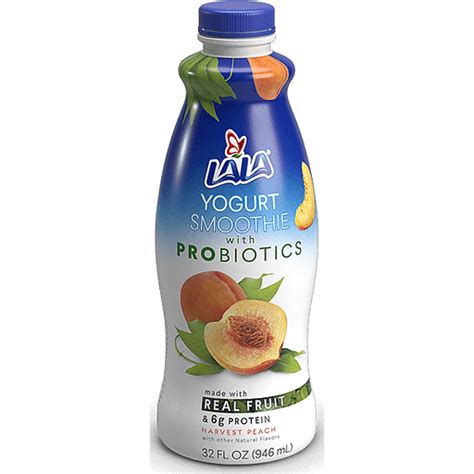 Lala Harvest Peach Yogurt Smoothie With Probiotics 32 Fl Oz Bottle