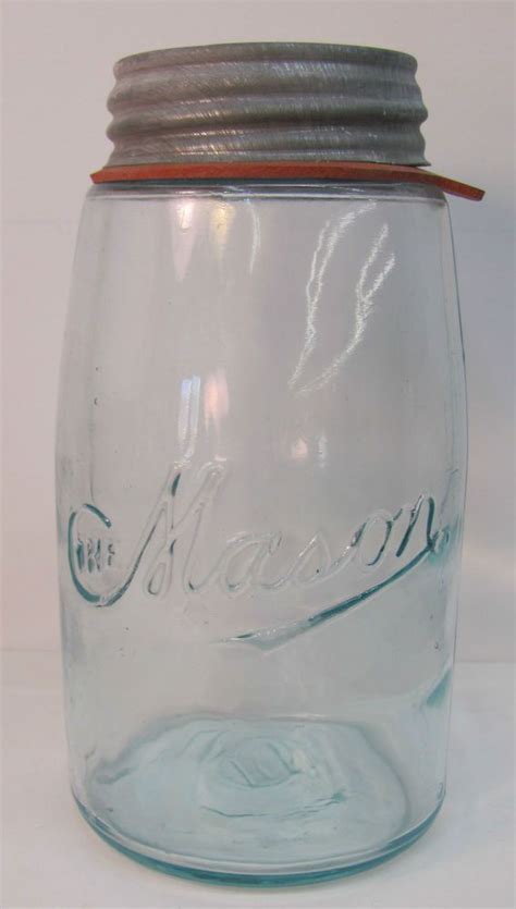 Vintage Aqua Blue The Mason Quart Mason Jar W New Ball Zinc Lid