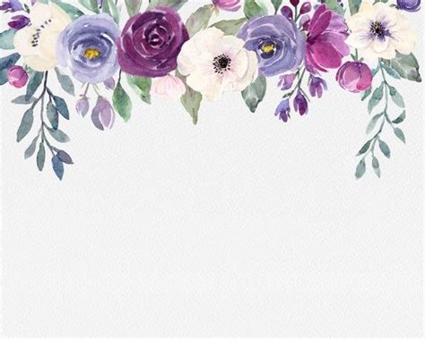 Watercolor Wedding Purple Flower Border Img Wut