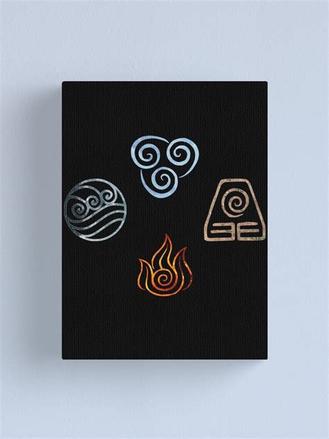 The Four Elements Avatar Symbols Canvas Print By Colferninja Redbubble