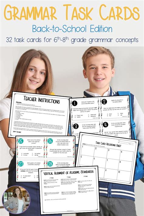 Back To School Grammar Task Cards Grammar Task Cards Elementary