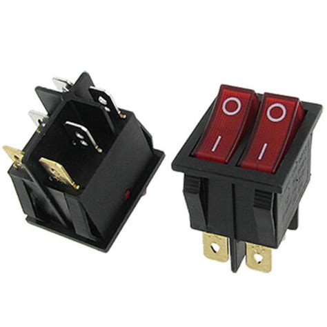 2pcs Double Red Light Illuminated 6 Pin Spst Onoff Snap In Boat Rocker