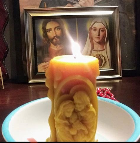 Jesus Mary And Joseph Pillar Candle 100 Pure Yellow Beeswax Etsy Uk