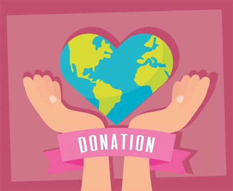 Premium Vector Charity Donation Earth Planet With Heart Shape