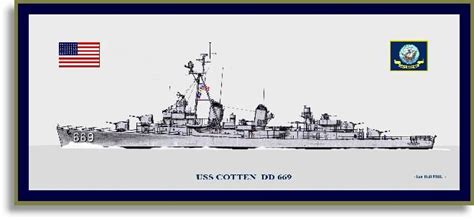 Uss Cotten Dd 669 In 1960s Ship Print Destroyers A F