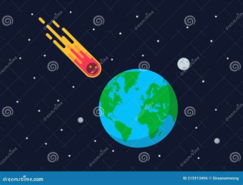 Giant Asteroid Is Approaching The Earth Stock Vector Illustration Of