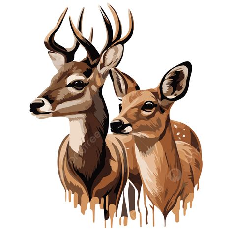 Buck And Doe Vector Sticker Clipart Deer Face Art Design With Deers