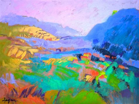 Colorful Abstract Mountain Landscape Fine Art Print Painting By