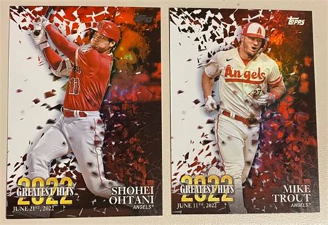 Shohei Ohtani Mike Trout Greatest Hits Two 2 Card Lot 22gh 16 And