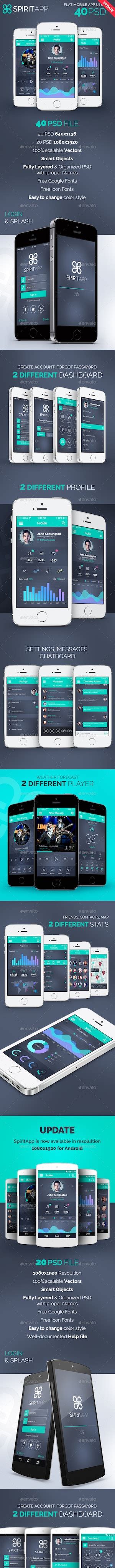 Spiritapp Flat Mobile Design Ui Kit By Creakits Graphicriver