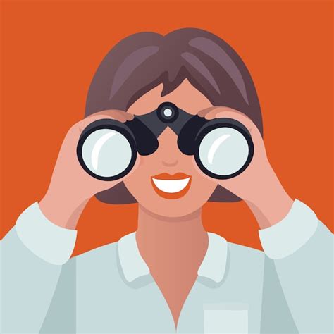 Premium Vector Woman Holding Binoculars A Woman In Search Illustration