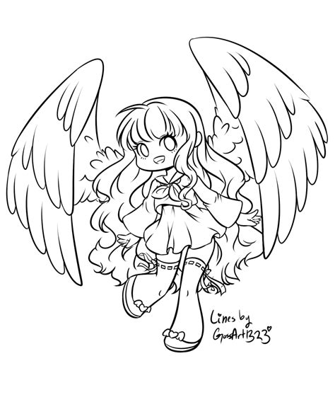 Chibi Angel Colouring Page