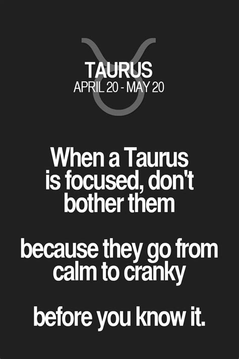 When A Taurus Is Focused Don T Bother Them Because They Go From Calm To Cranky Before You Know