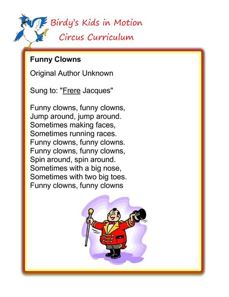 Funny Clowns Song Birdyskids Toddlercreativemovement Circus Theme