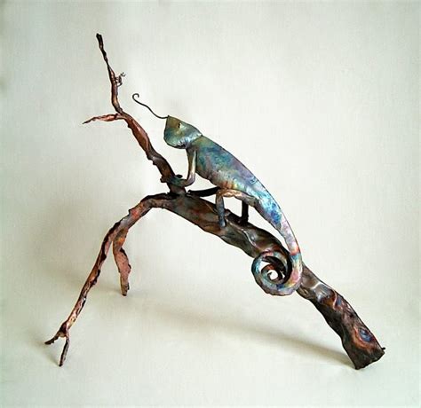 Emily Stone Copper Chameleon Sculpture Copper Creatures