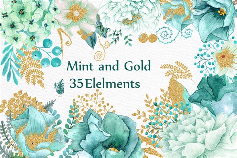 All our mint green varieties look amazing in spring wedding flowers and summer wedding flowers; Gold Mint flowers clipart (23849) | Illustrations | Design ...