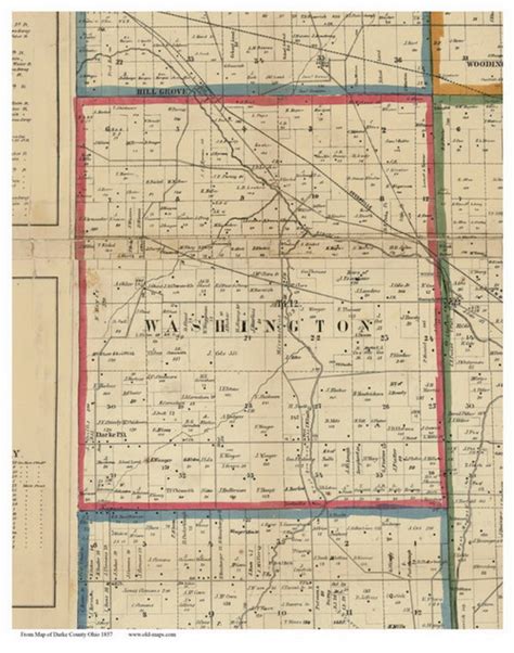 Washington Ohio 1857 Old Town Map Custom Print Darke Co Old Maps