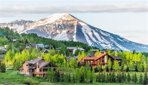 Mount Crested Butte Colorado Village In Summer With Colorful Sunrise