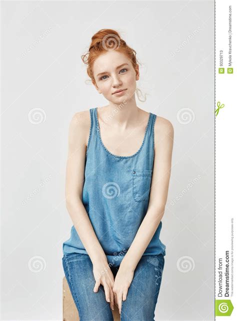 Beautiful Redhead Model Smiling Looking At Camera Stock Image Image