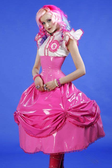 Mm Thickness Latex Maid Dress Pink Latex Uniform Suit With Apron No SexiezPicz Web Porn
