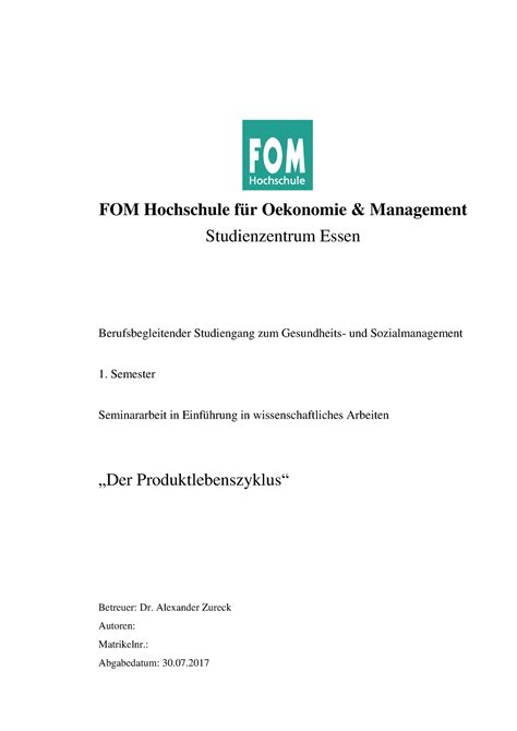 Haben sie also als beispiel 45 jahre. Seminararbeit Fom Beispiel