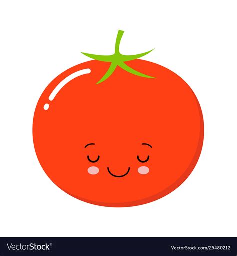 Happy Cute Smiling Tomato Flat Cartoon Character Vector Image