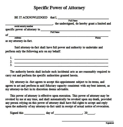 Sample Limited Power Of Attorney Form Mous Syusa