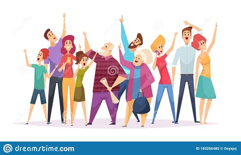 Crowd Concert Vector Happy People Looking Up Pointing In Sky Fans At