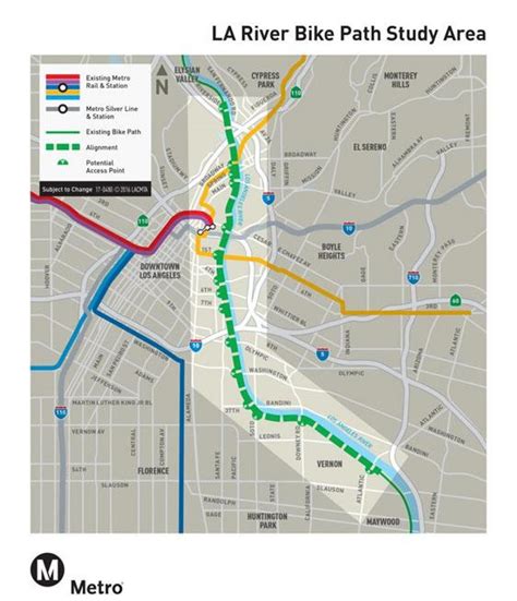 La Fluss Radweg übersichtskarte Los Angeles River Bike Path Map