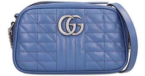 Gucci Gg Marmont Leather Camera Bag In Blue Lyst Uk