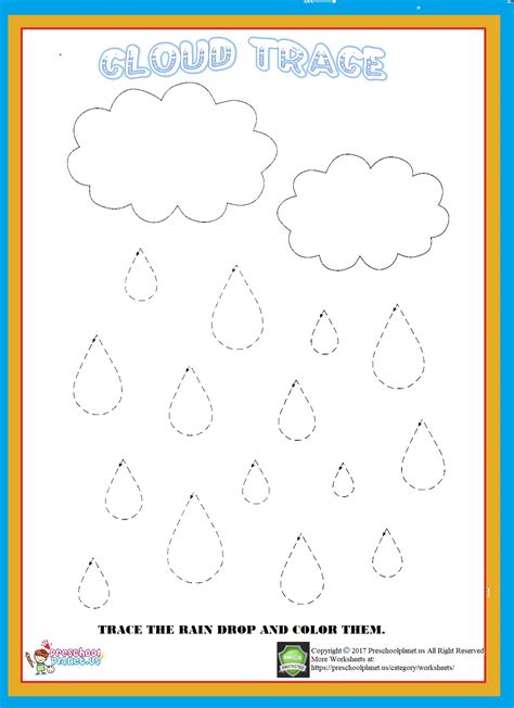 In short, today you are going to teach how the rain occurs and what does rain do. Cloud Trace Worksheet - Preschoolplanet