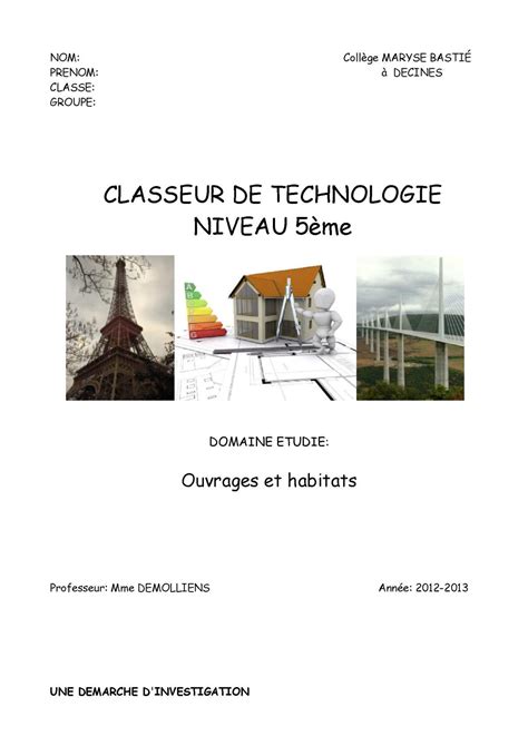 Calaméo - CLASSEUR DE TECHNOLOGIE CLASSE 5ème4