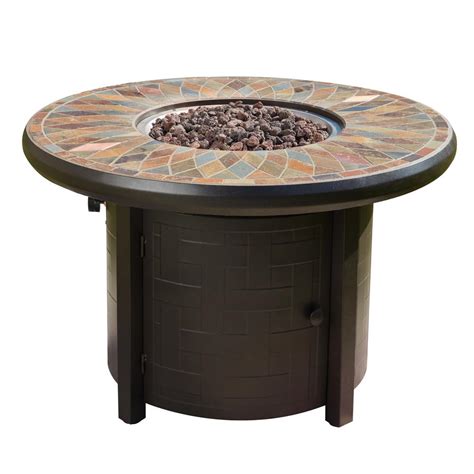 Patio Festival 413 In X 27 In Round Metal Propane Fire Pit Table