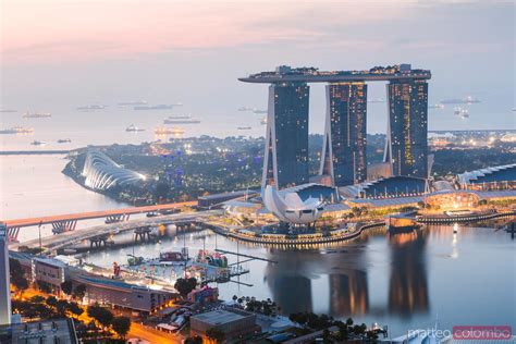 Elevated View Of Marina Bay Sands At Sunrise Singapore Royalty