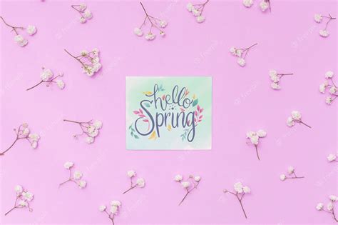 Premium Psd Flat Lay Spring Mockup With Greeting Card