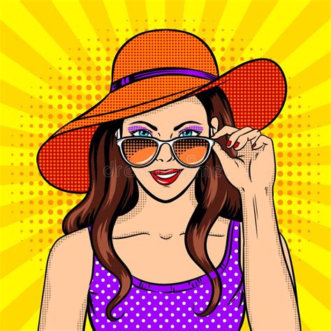 Woman Looks Through Sunglasses Pop Art Vector Stock Vector Illustration Of Background Design