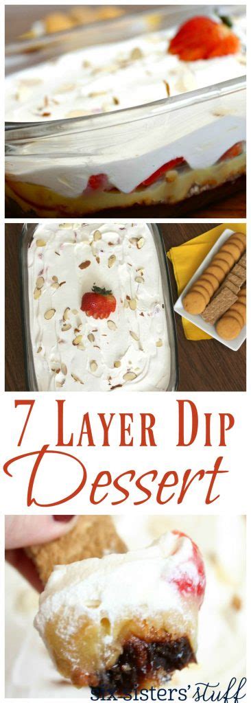 This traditional english trifle is a layered dessert made with ladyfingers soaked in sherry, fresh berries, vanilla pudding, and fresh whipped cream. 7-Layer Dip Dessert