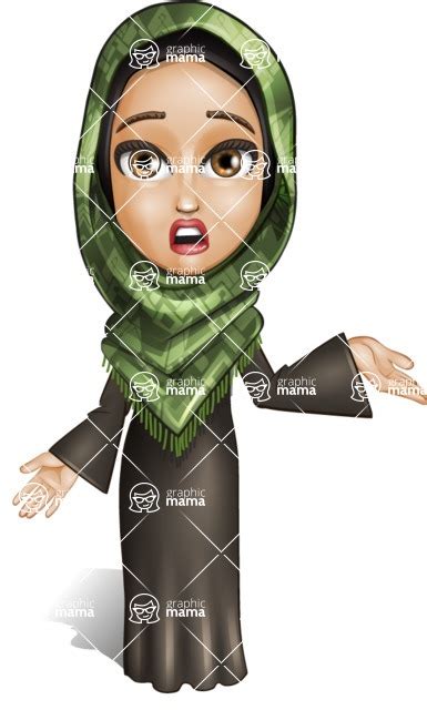 Young Muslim Woman Cartoon Vector Character 102 Cartoon Poses Lost