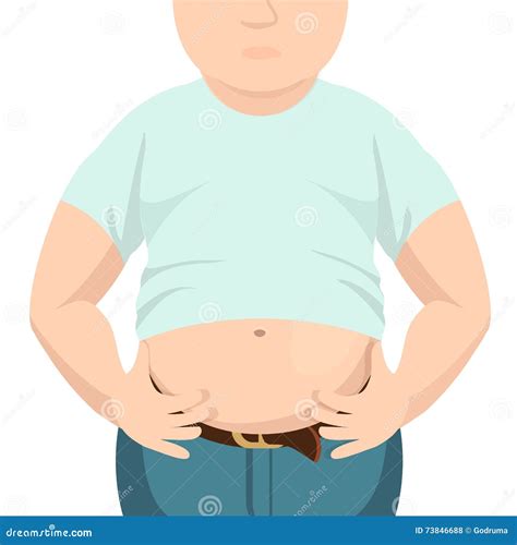 Abdomen Fat Overweight Man With A Big Belly Vector Illustration Stock