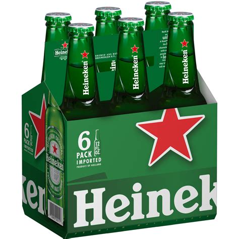 Heineken Original Lager Beer 6 Pack 12 Fl Oz Bottles