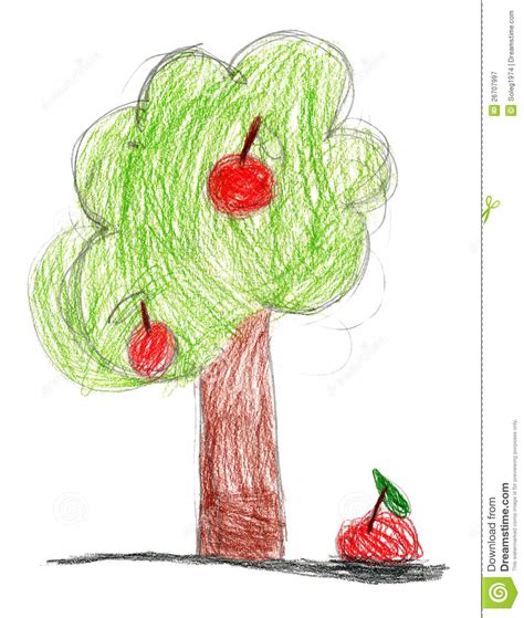 Explore enid riveras board free printable family tree on pinterest. Children Drawing. Tree With Apple Stock Illustration ...