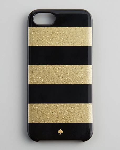 For iphone 5 6s+ 7 8 7+ 8+ x xs xr xs max max phone case soft gel silicone cover. kate spade new york glitter jubilee striped iPhone 5 case, black/gold