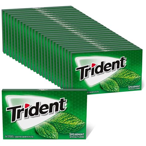 Trident Spearmint Sugar Free Gum 24 Packs Of 14 Pieces 336 Total
